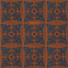 high relief tiles paintes blue and dark brown