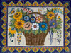 mexican tile mural with flower basket