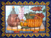 mexican tile mural with vegetables