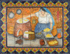 mexican tile mural with cooking