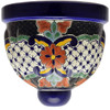 Brasa Colonial Talavera Sconce hand-painted ceramic wall light with red and blue lattice pattern.