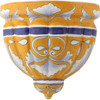 Sonoran Light Talavera Sconce hand-painted ceramic wall light with golden yellow and blue ornamental design.