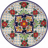Hacienda Charm Talavera Plate hand-painted ceramic plate featuring red, green, and yellow colonial motifs on a white glazed background. Hacienda Charm Talavera Plate hand-painted ceramic plate featuring red, green, and yellow colonial motifs on a white glazed background.