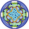 Celestial Garden Talavera Plate with hand-painted blue and green pattern inspired by traditional Mexican tile artistry.
