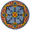 Baroque Radiant Talavera Plate featuring intricate cobalt, red, and yellow hand-painted motifs.