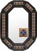 Colonial Mosaic Tin Mirror framed in a deep coffee color accented with bright handcrafted mosaic tiles.