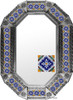 Blue Medallion Tin Mirror with handcrafted tin frame and repeating blue medallion tile motifs in a classic Mexican style.