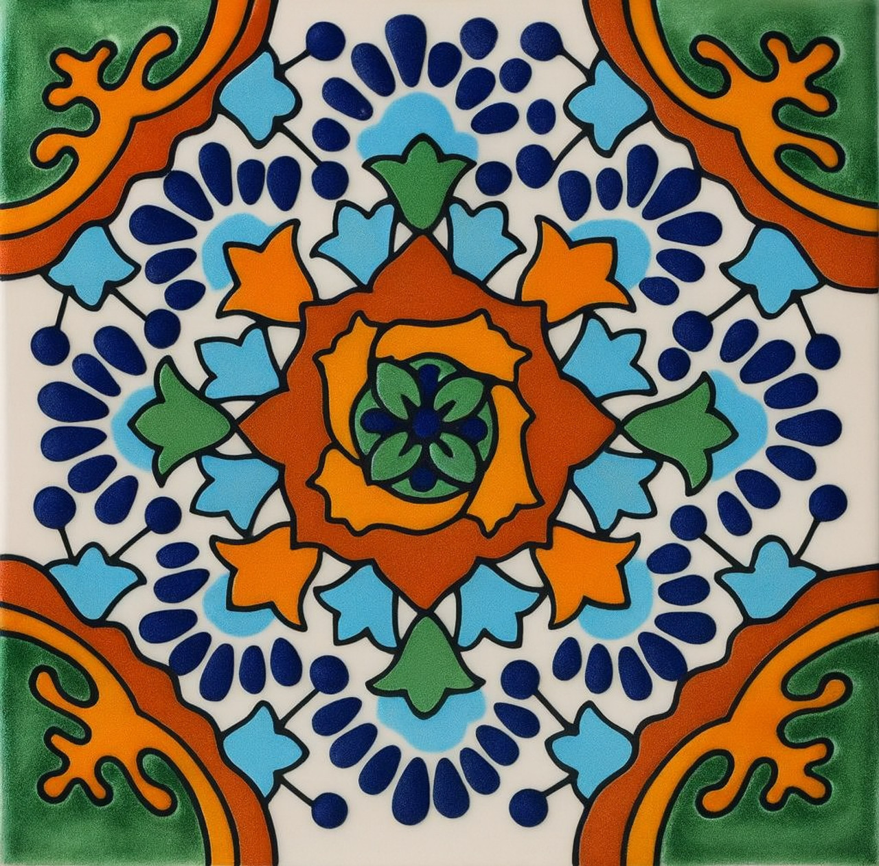 Mexican Tile "Cobalt Blossom Harmony"