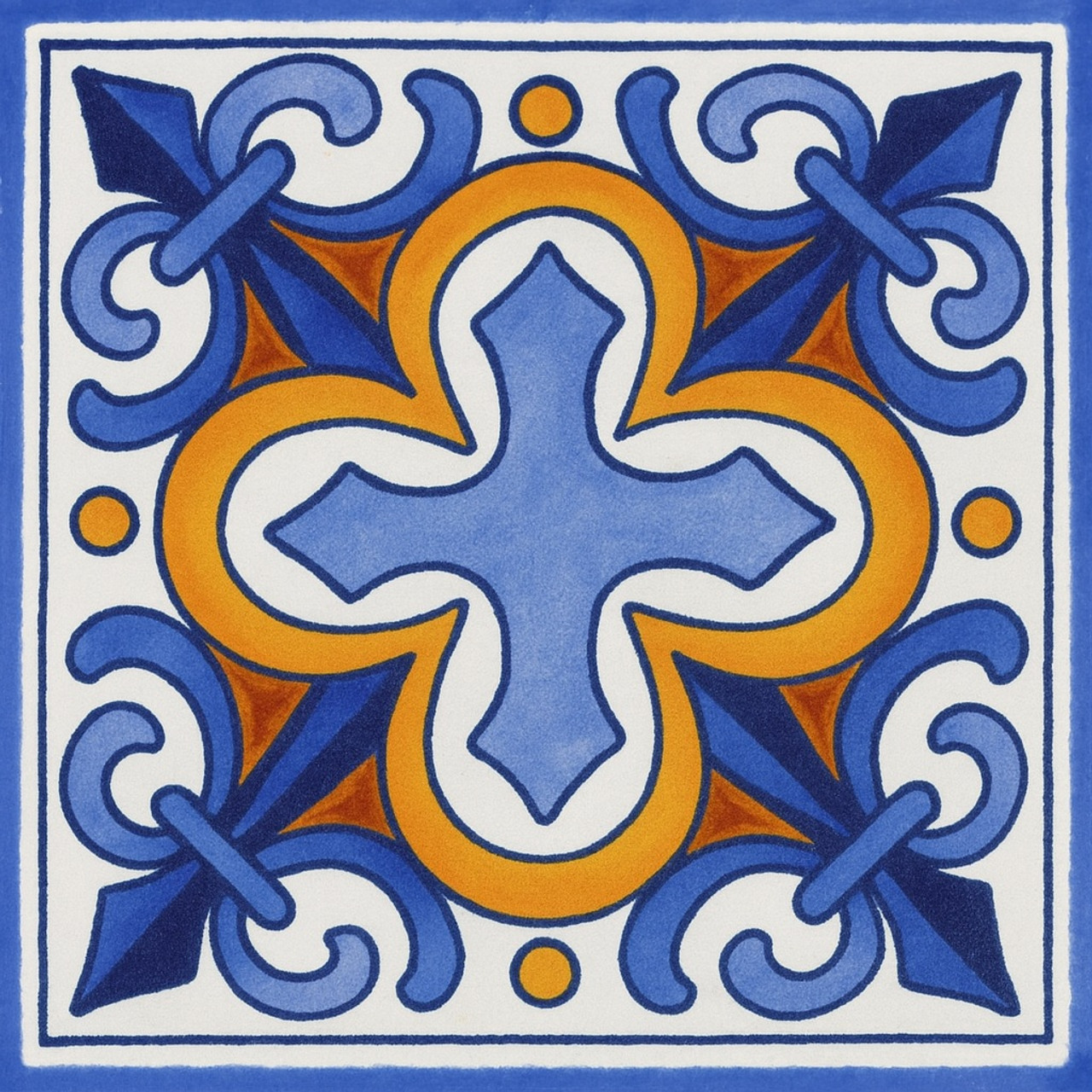 Mexican Tile "Cruz Azul Dorada"
