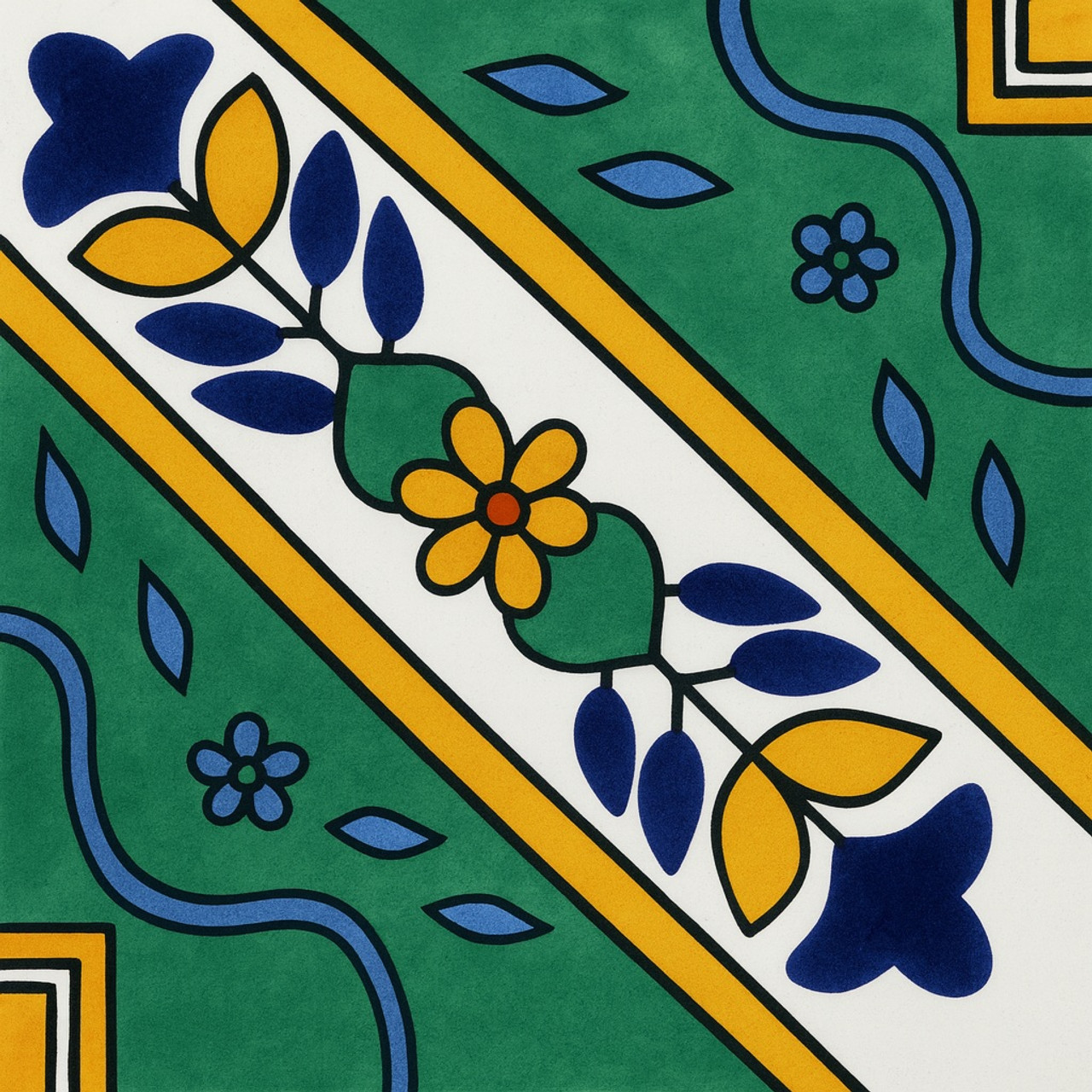 Mexican Tile Diagonal Garden