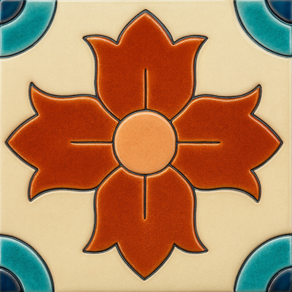 Azalea Flower Relief – Artisan Talavera Tile