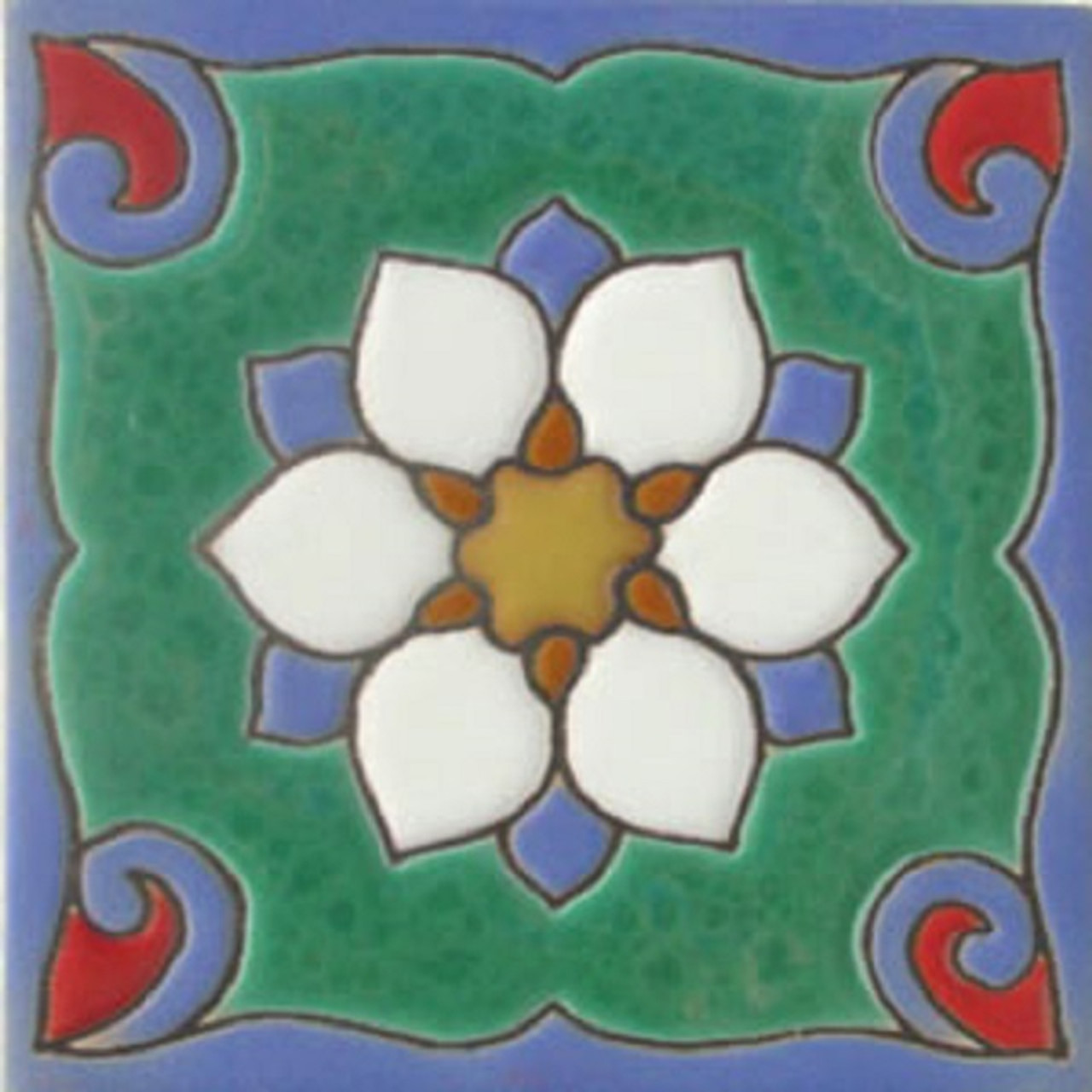 mexican relief tile beautiful white flower