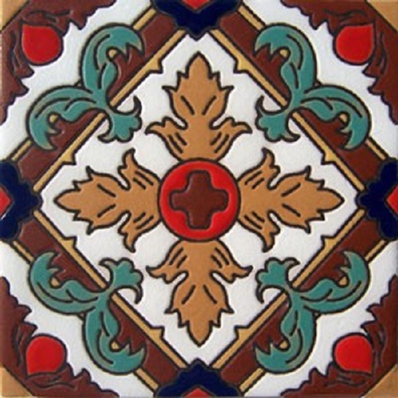 mexican relief tile colorful fleur of lis