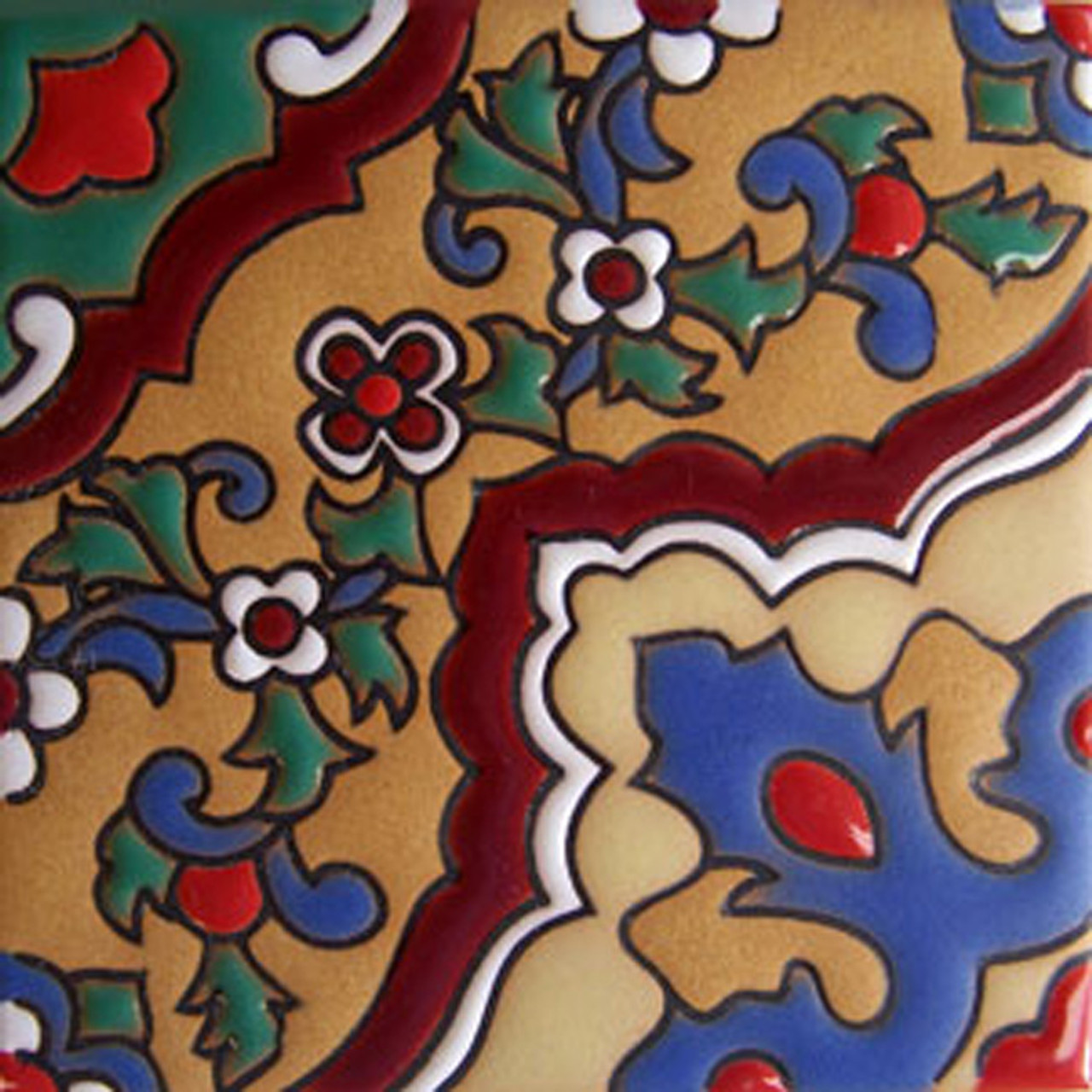 mexican relief tile colorful flowers