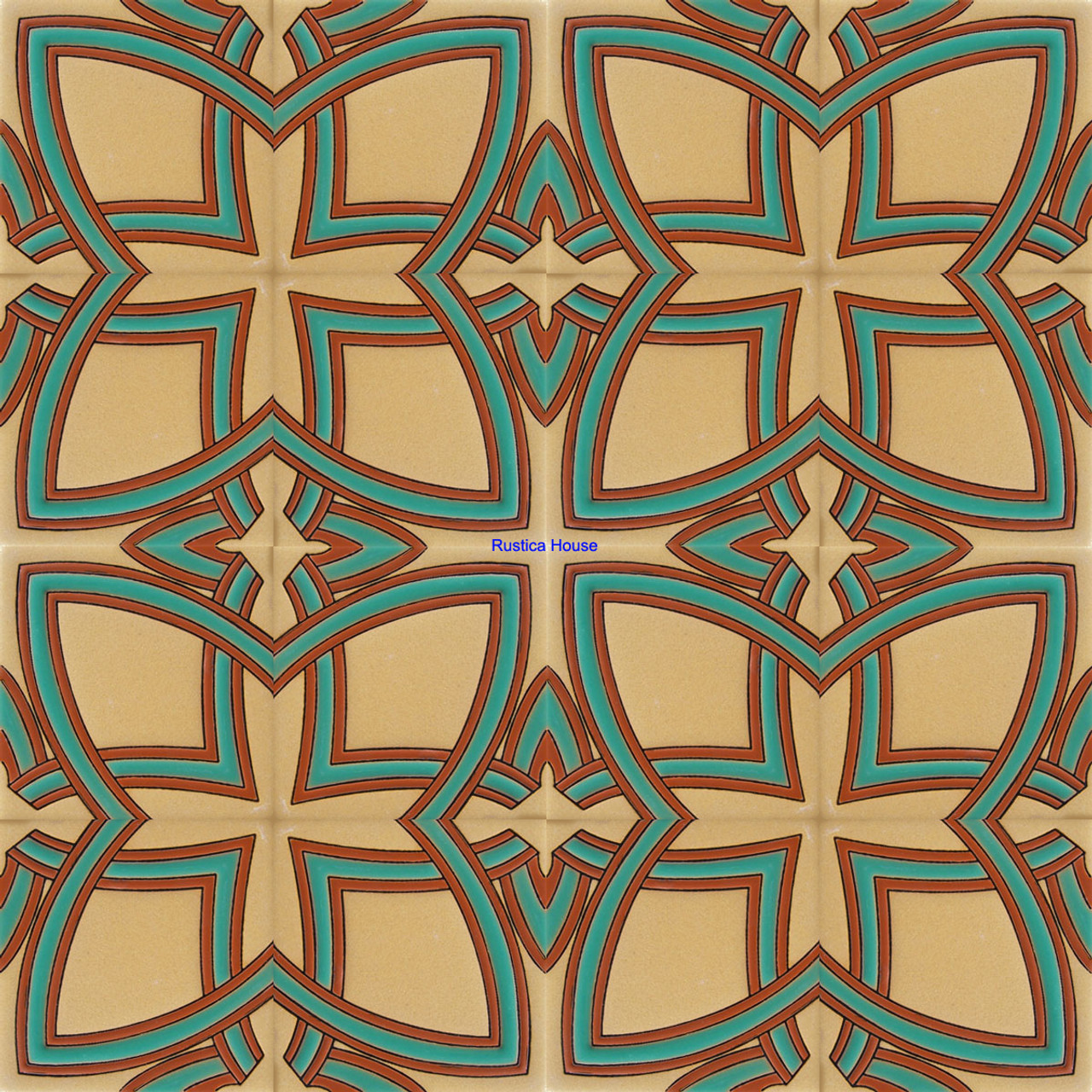high relief tiles paintes pastel green, brown and sand