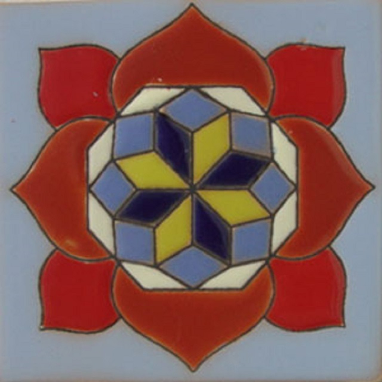 mexican relief tile geometric rose