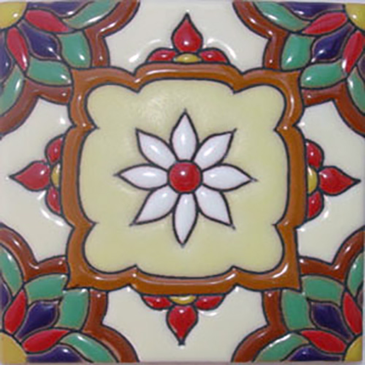 mexican relief tile gerbera flower