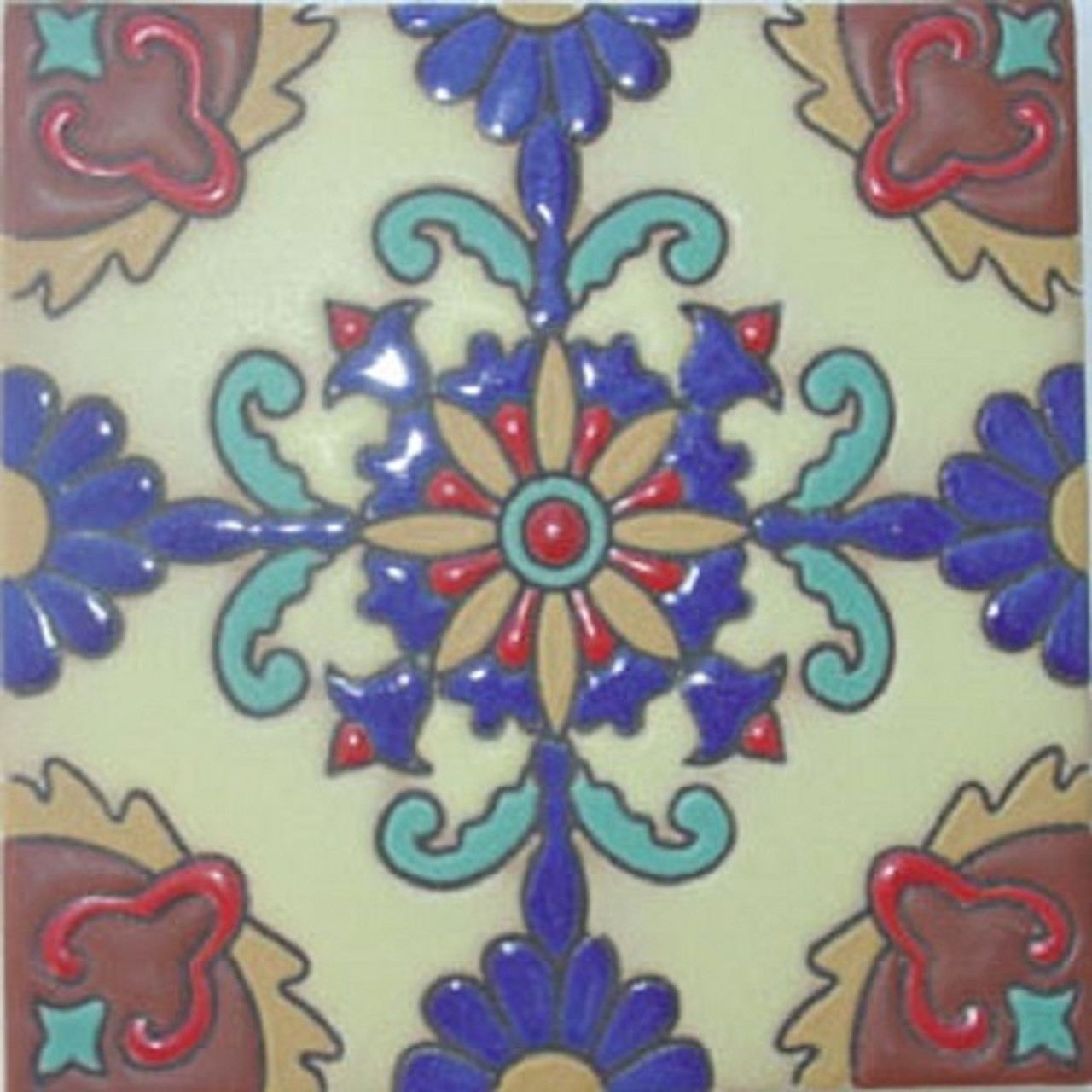 mexican relief tile exotic flower