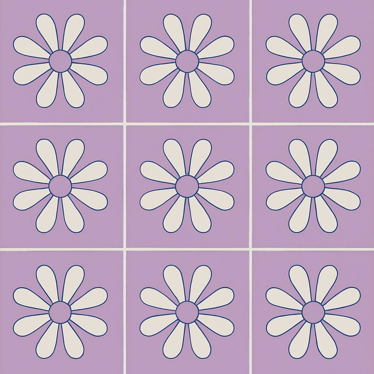 Mexican Tile Blue White Yellow Amapola Flower