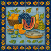 Fruit, Wine & Fish Mexican Tile Mural Fruit, Wine & Fish Mexican Tile Mural