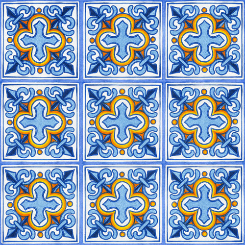 Mexican Tile "Cruz Azul Dorada" 6x6 grid preview