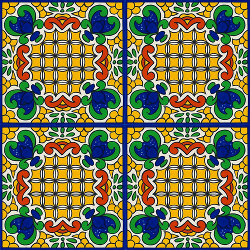 mexican tile tehuacan yellow cobalt white