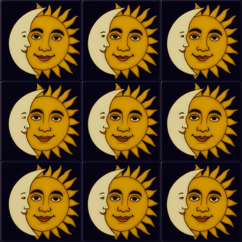 hight relief tile yellow, white and cobalt