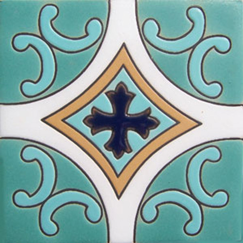 mexican relief tile cobalt cross