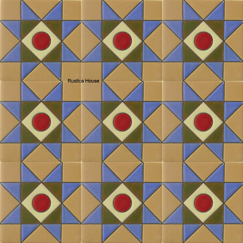 hight relief tile blue, red, green and light sand