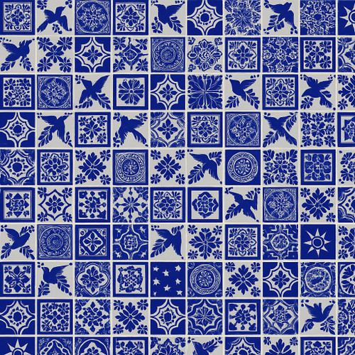 100 4x4 inch Mexican blue and white pattern tile mix