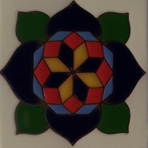 mexican relief tile geometric flower