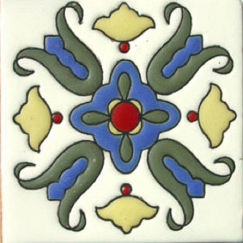 mexican relief tile snow white bellflower