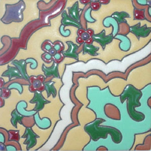 mexican relief tile verbena flower