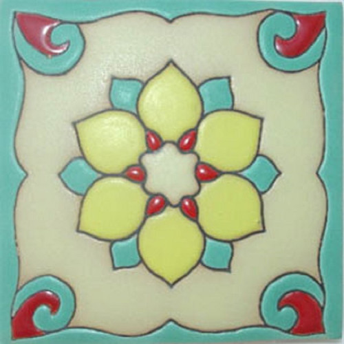 mexican relief tile gardenia flower