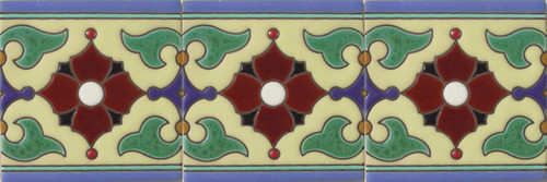 high relief borders paintes plum, green, blue and mexican white