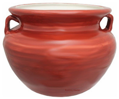 Terracotta Ember Talavera Planter with smooth rusted brown glaze and handcrafted ceramic finish