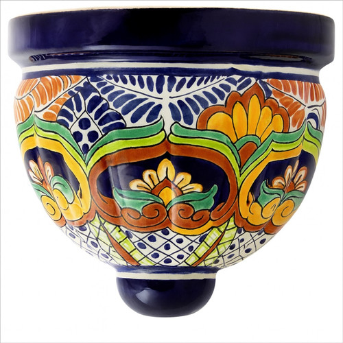 Colonial Cascade Talavera Sconce featuring vivid cobalt, orange, and green hand-painted designs with a glossy finish. Colonial Cascade Talavera Sconce featuring vivid cobalt, orange, and green hand-painted designs with a glossy finish.