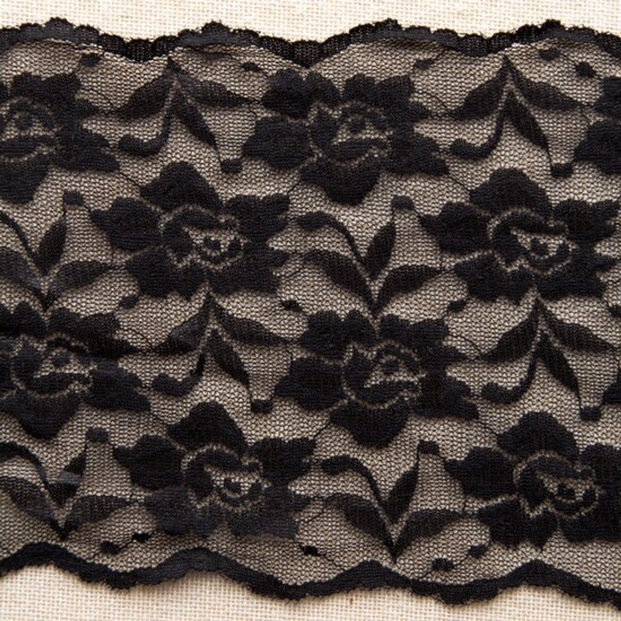 Stretch Floral Lace - Black