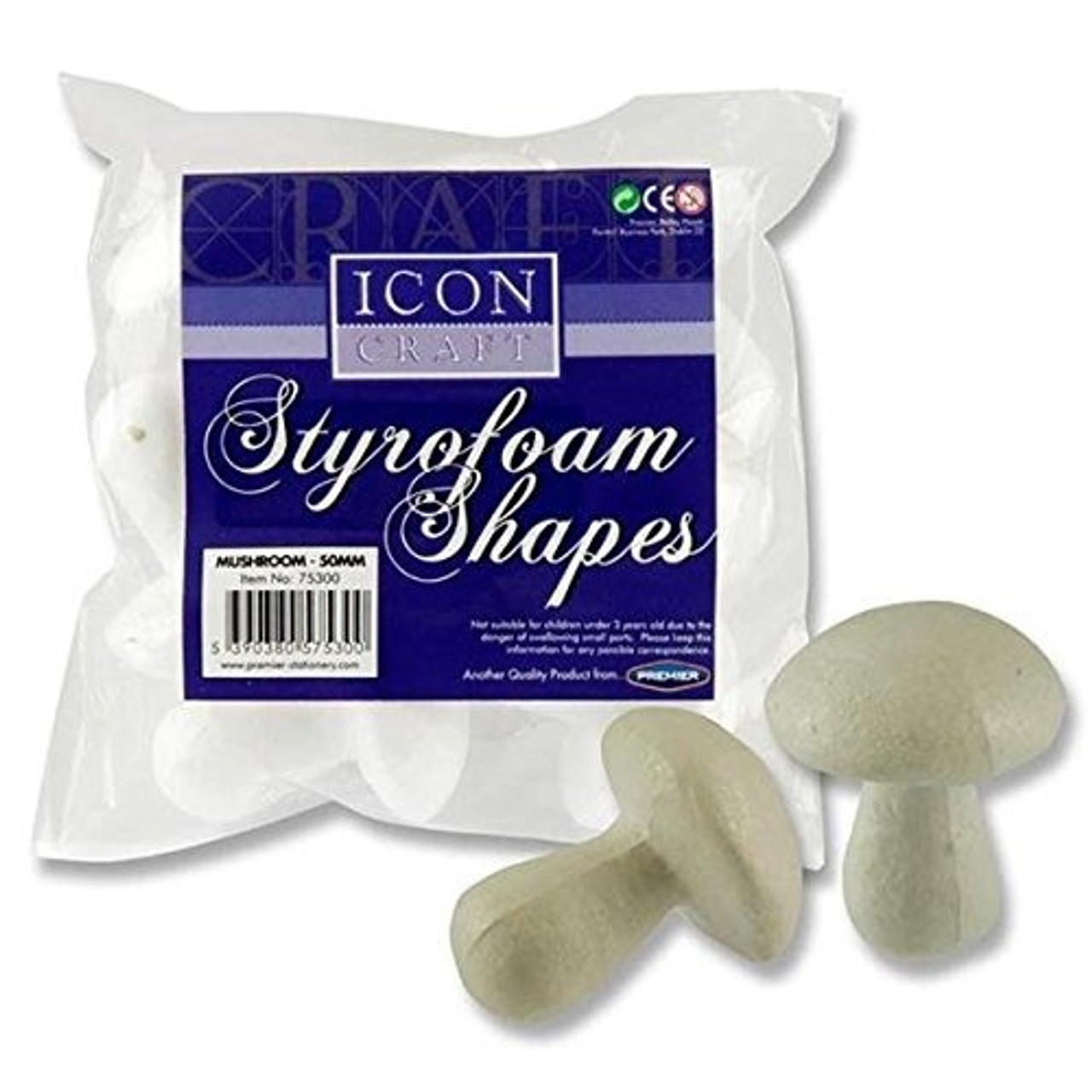 50mm Styrofoam Shapes (8pcs) - Mushroom - Vibes & Scribes