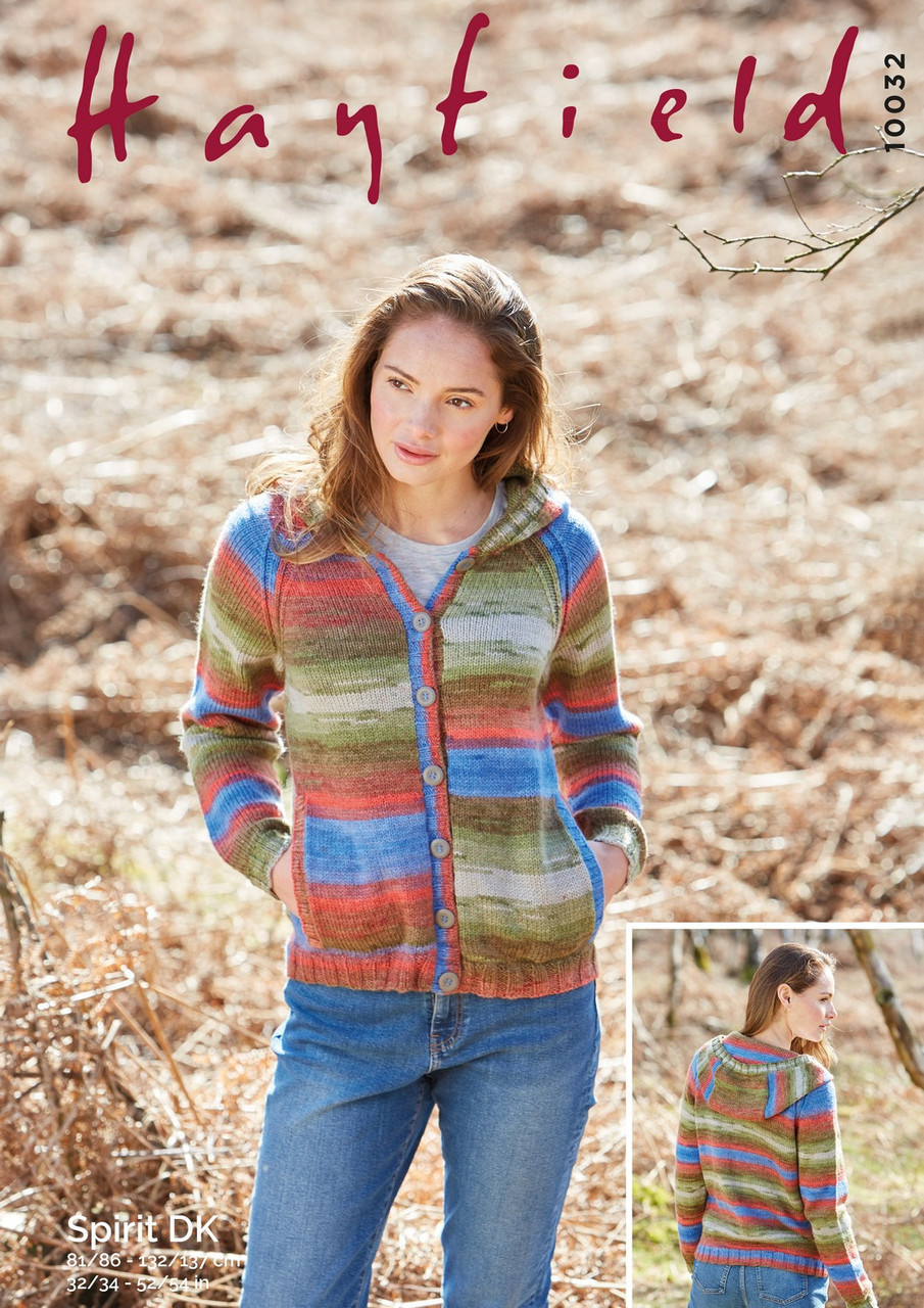 Ladies Hooded Cardigan in Hayfield Spirit DK (10032)
