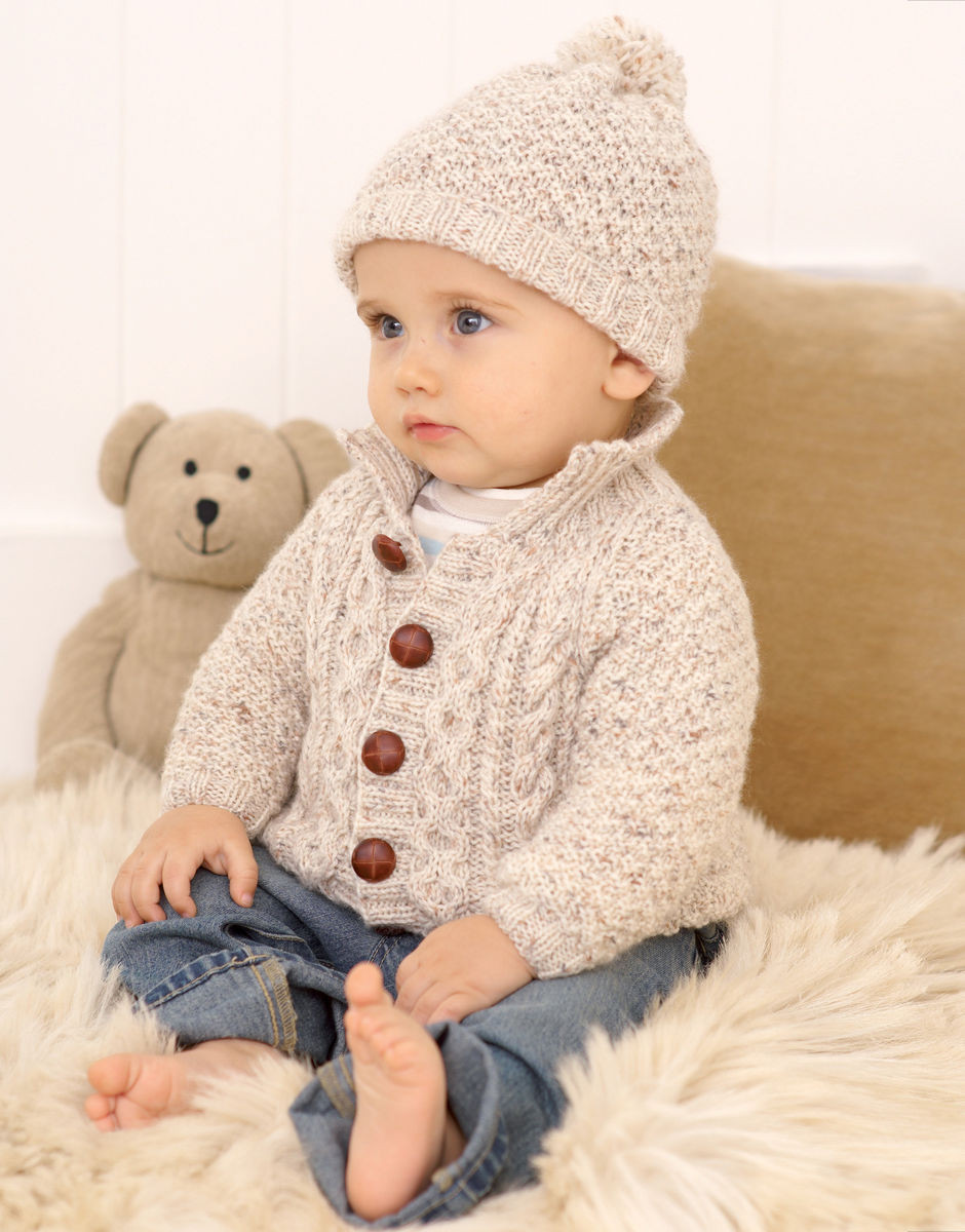 Baby Cabled Sweater, Jackets Hat in Sirdar Snuggly DK (1776)