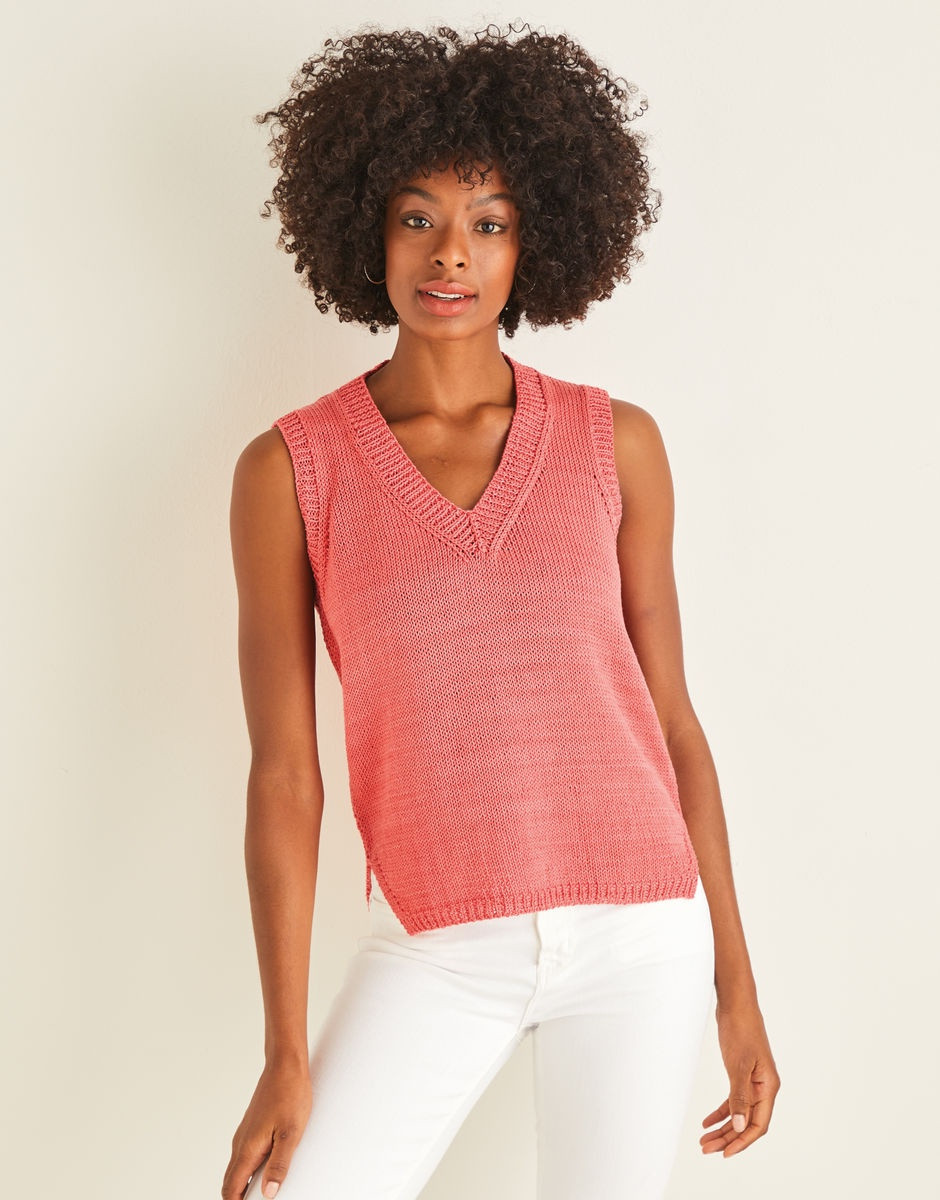 Split Hem Vest in Sirdar Cotton DK (10113)