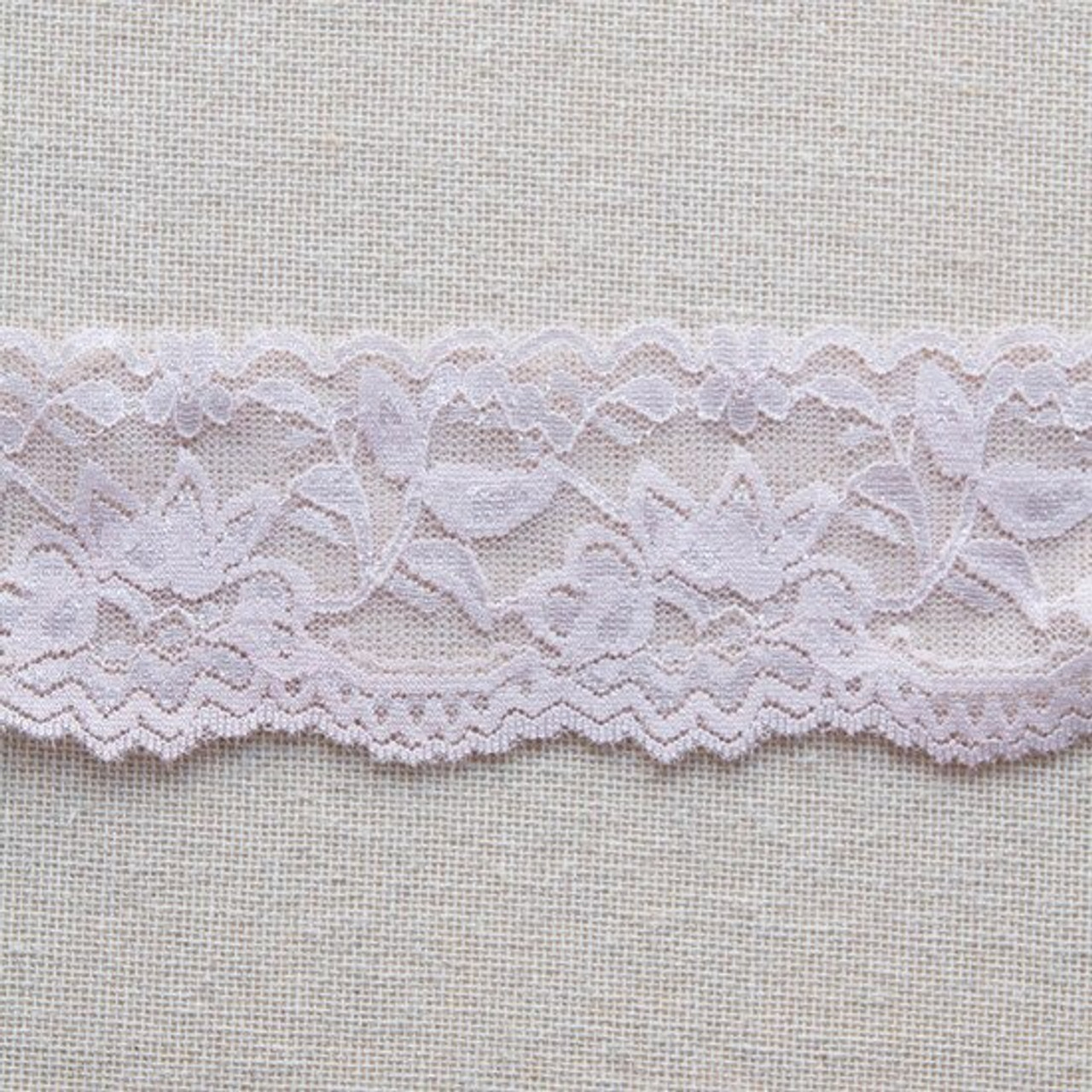 One Inch Pink Rose Stretch Scalloped Lace Trim