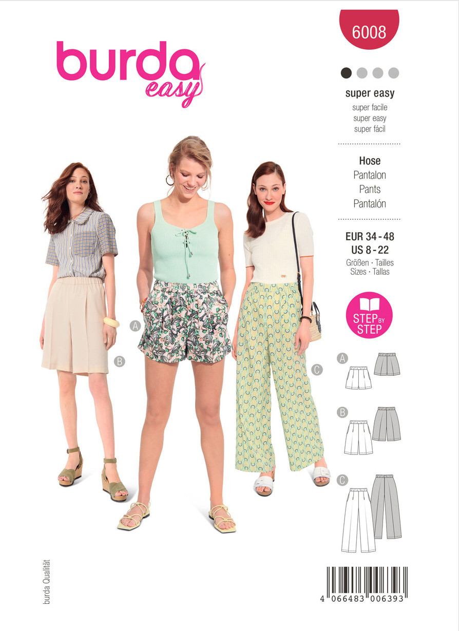 Loose Shorts Pants in Burda Misses' (6008)