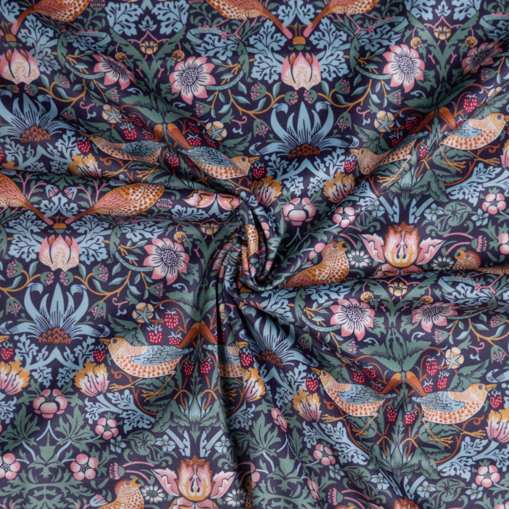 William Morris Strawberry Thief Detail in Navy Counted Cross Stitch Pa