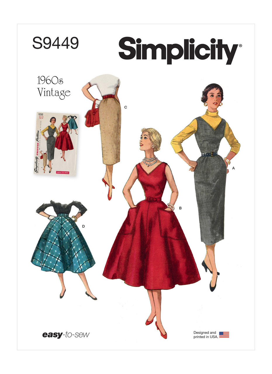 Misses' 1960's Dress, Jumper Skirts in Simplicity Vintage (S9449