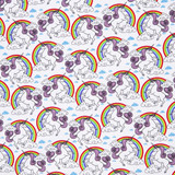 Cotton Poplin Print - Unicorns on Ivory - Per ½ Metre