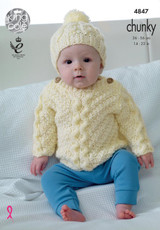 Sweater, Cardigan, Hat & Blanket in King Cole Chunky (4847)