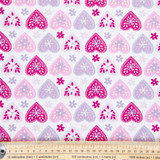 Cotton Poplin Print - Pink Floral Hearts on White - Per ½ Metre