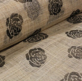 Sinamay Rose Print: Black on Natural - Per ½ Metre